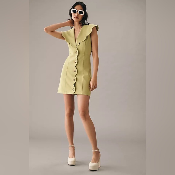 NWT XXS Anthropologie Maeve Scalloped Buttondown Dress - Picture 2 of 8